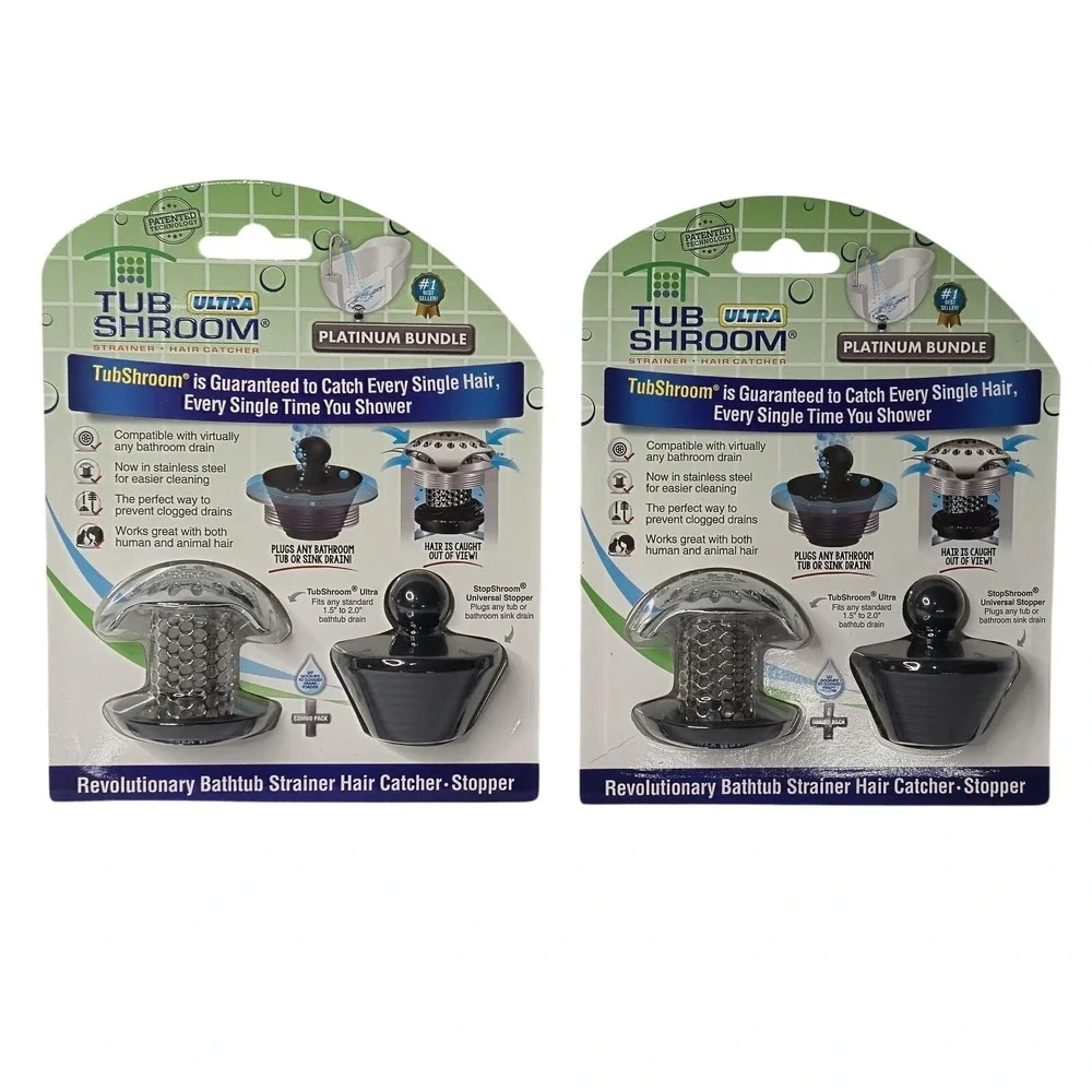 TubShroom Ultra Platinum Stainless Hair Catcher Stopper Combo Lot of 2 TSULT455